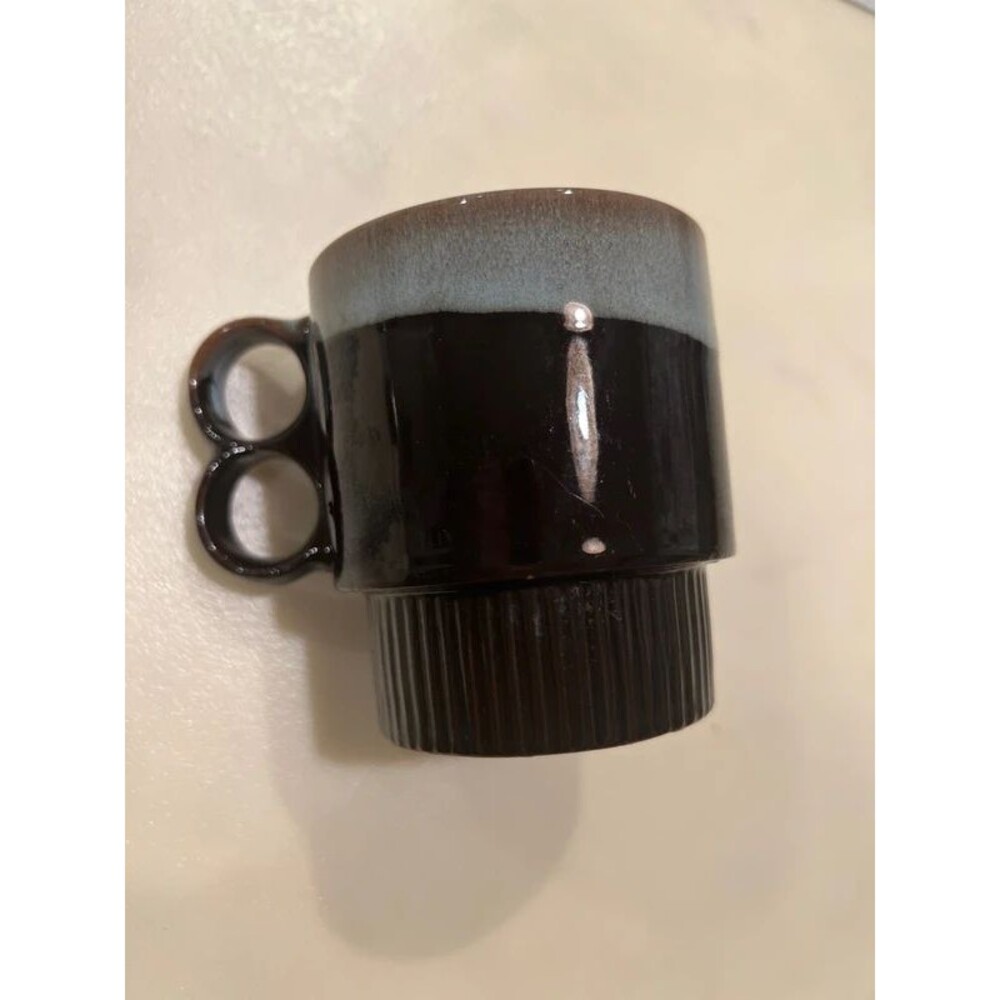 Vintage Japan Brown Glazed Stoneware Mug | Double Ring Handle | MCM